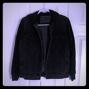 Men’s teens black jeans jacket hoody coat  small